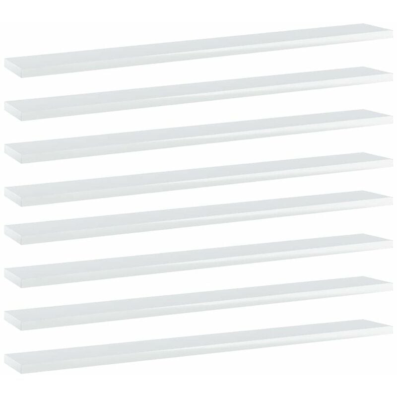 

Happyshopping - Estantes estanteria 8 uds aglomerado blanco brillo 80x10x1,5 cm