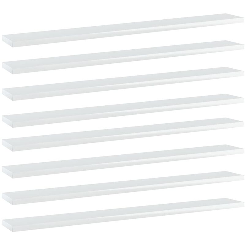

Estantes estantería 8 uds aglomerado blanco brillo 80x10x1,5 cm