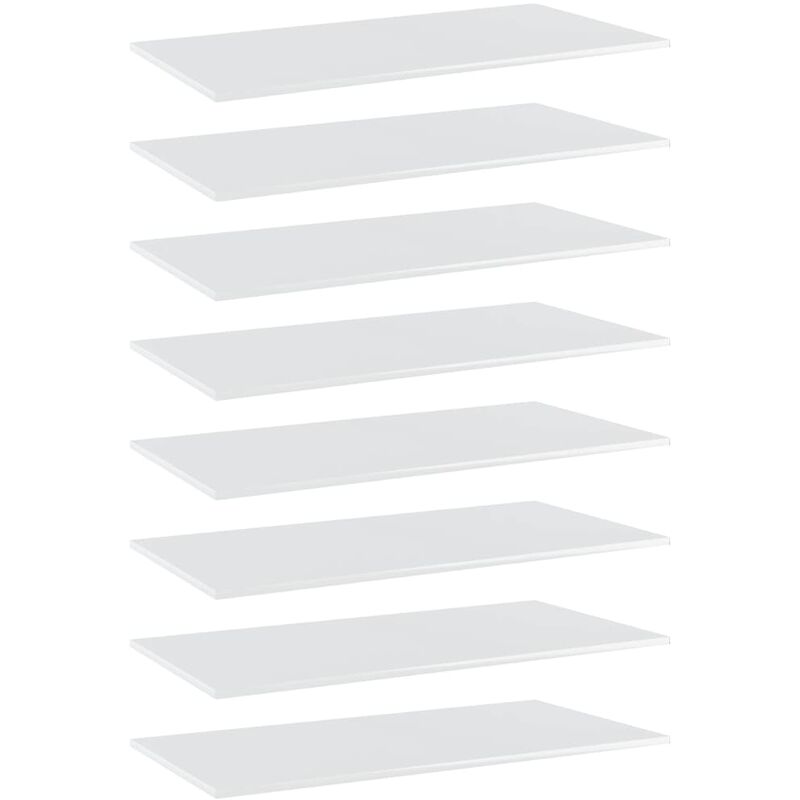 

Estantes estantería 8 uds aglomerado blanco brillo 80x30x1,5 cm