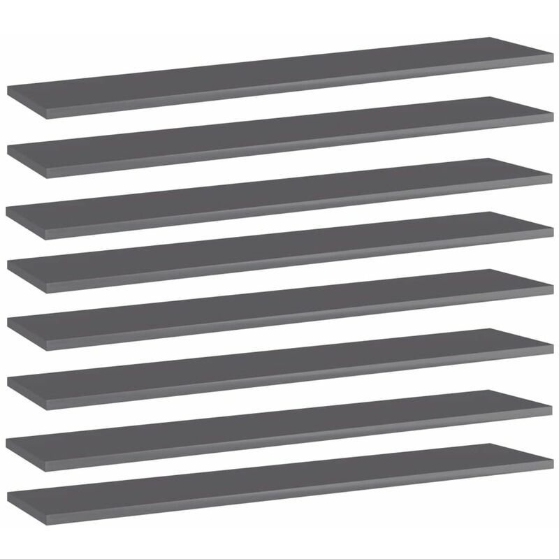 

Happyshopping - Estantes estanteria 8 uds aglomerado gris brillo 100x20x1,5 cm