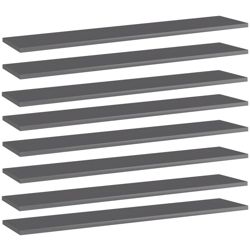 

Estantes estantería 8 uds aglomerado gris brillo 100x20x1,5 cm