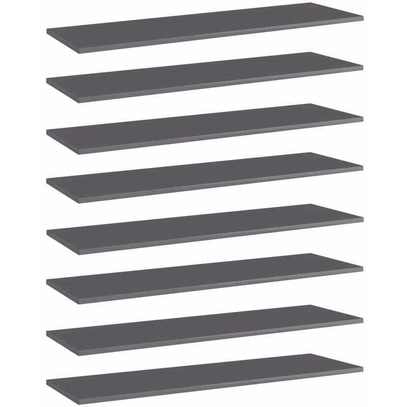 

Happyshopping - Estantes estanteria 8 uds aglomerado gris brillo 100x30x1,5 cm