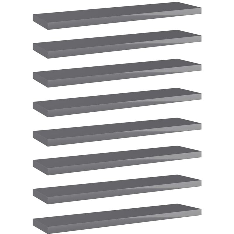 

Estantes estantería 8 uds aglomerado gris brillo 40x10x1,5 cm