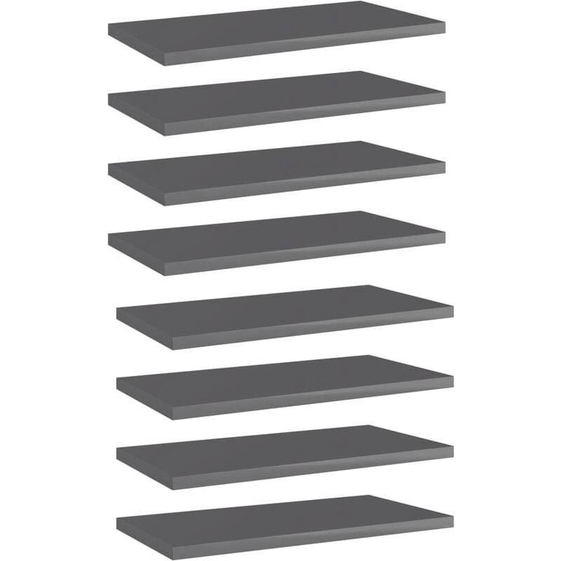 

Estantes estantería 8 uds aglomerado gris brillo 40x20x1,5 cm