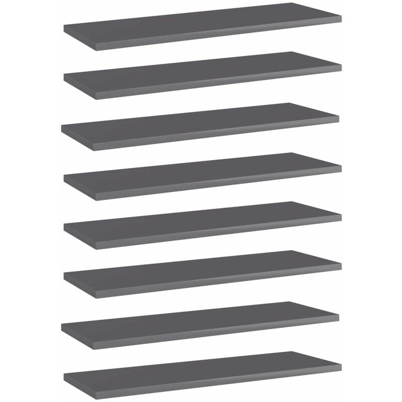 

Estantes estanteria 8 uds aglomerado gris brillo 60x20x1,5 cm