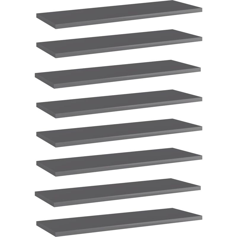 

Estantes estantería 8 uds aglomerado gris brillo 60x20x1,5 cm