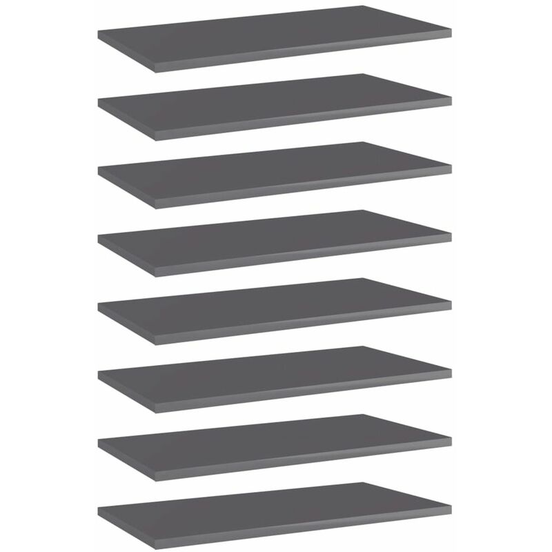 

Estantes estanteria 8 uds aglomerado gris brillo 60x30x1,5 cm