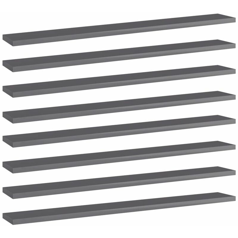 

Happyshopping - Estantes estanteria 8 uds aglomerado gris brillo 80x10x1,5 cm