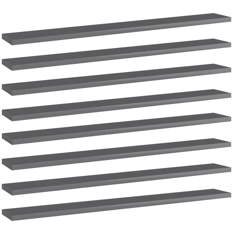 

Estantes estantería 8 uds aglomerado gris brillo 80x10x1,5 cm