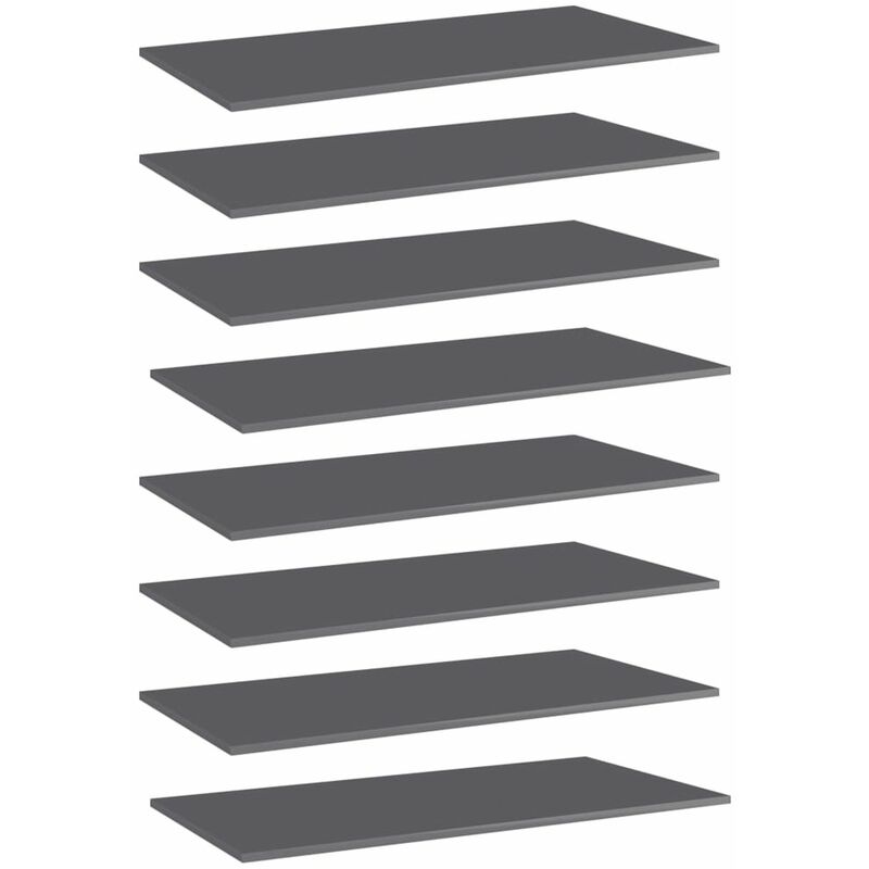

Happyshopping - Estantes estanteria 8 uds aglomerado gris brillo 80x20x1,5 cm