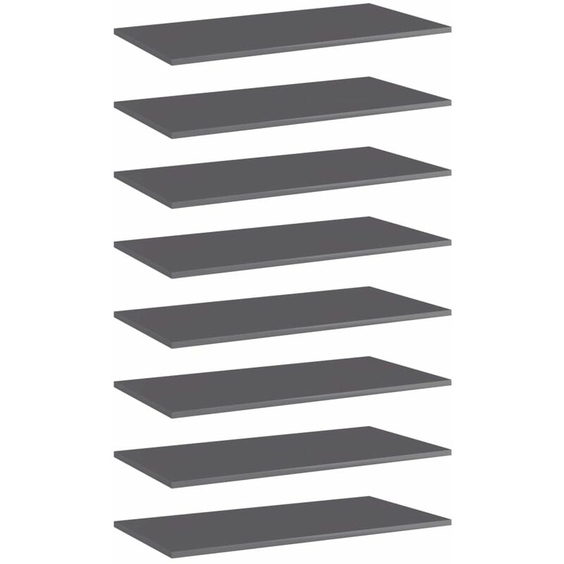 

Happyshopping - Estantes estanteria 8 uds aglomerado gris brillo 80x40x1,5 cm