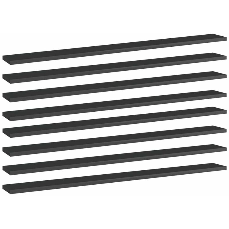 

Estantes estanteria 8 uds aglomerado negro brillo 100x10x1,5 cm