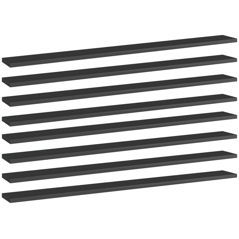

Estantes estantería 8 uds aglomerado negro brillo 100x10x1,5 cm