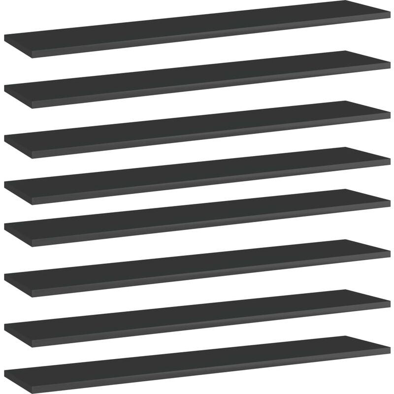 

Estantes estantería 8 uds aglomerado negro brillo 100x20x1,5cm