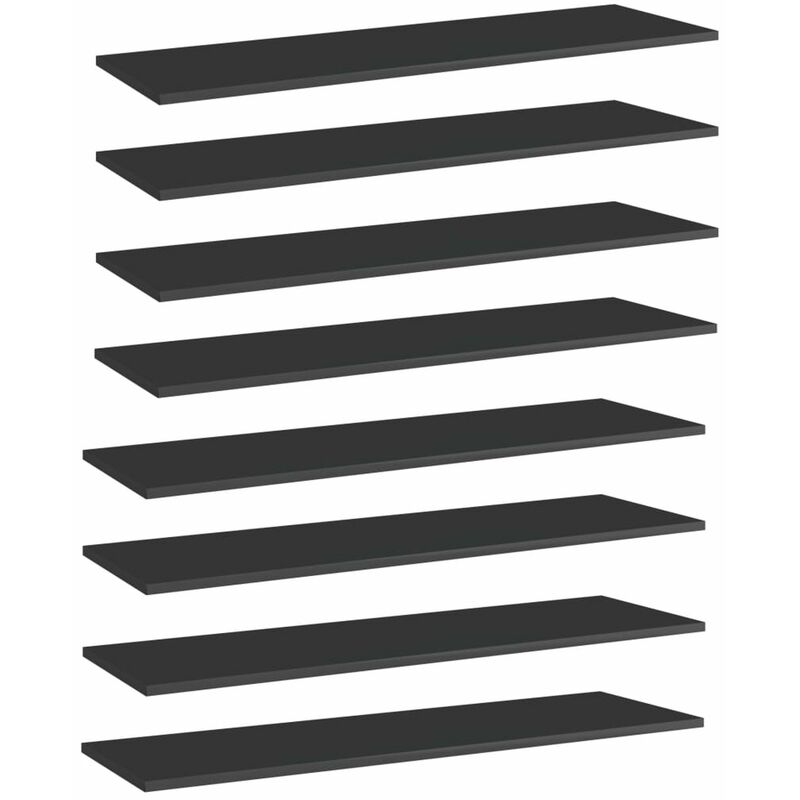 

Happyshopping - Estantes estanteria 8 uds aglomerado negro brillo 100x30x1,5 cm