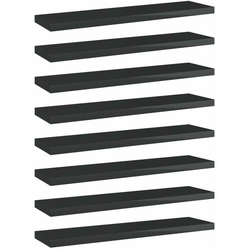 

Estantes estanteria 8 uds aglomerado negro brillo 40x10x1,5 cm