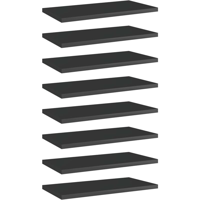 

Estantes estantería 8 uds aglomerado negro brillo 40x20x1,5 cm