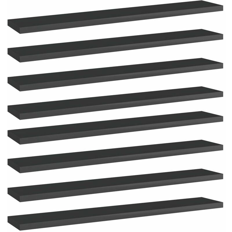 

Estantes estanteria 8 uds aglomerado negro brillo 60x10x1,5 cm