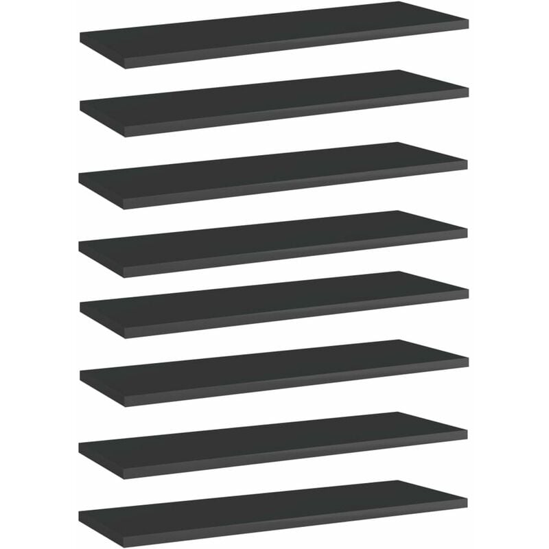 

Estantes estanteria 8 uds aglomerado negro brillo 60x20x1,5 cm