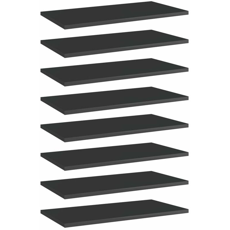 

Estantes estanteria 8 uds aglomerado negro brillo 60x30x1,5 cm
