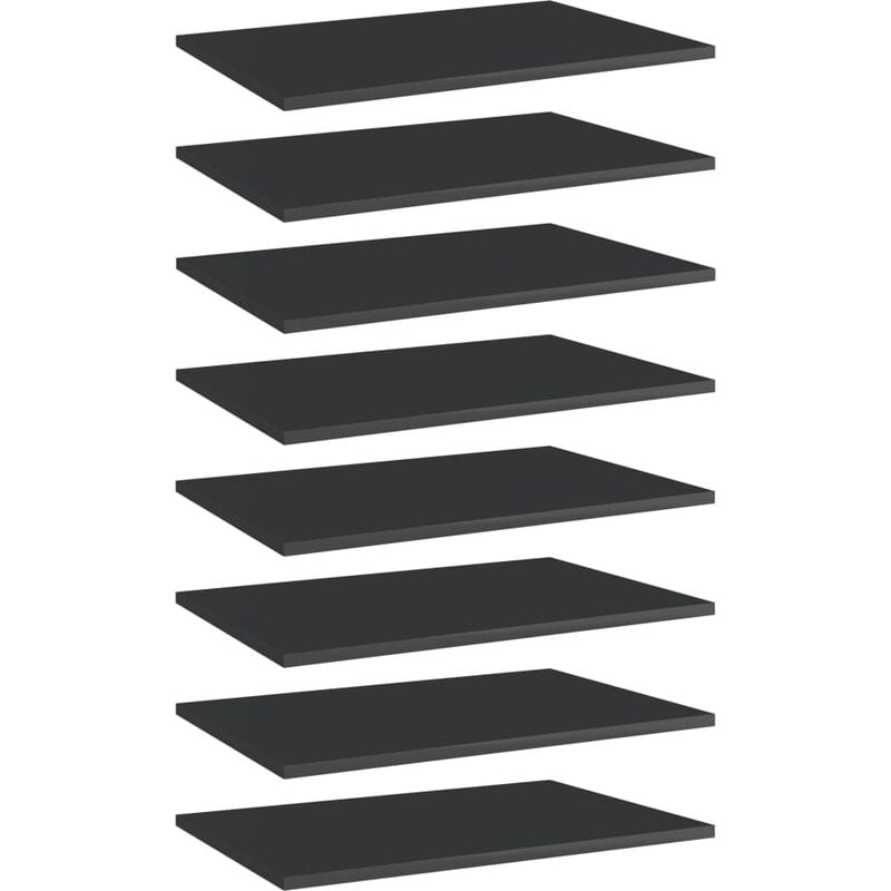 

Estantes estantería 8 uds aglomerado negro brillo 60x40x1,5 cm