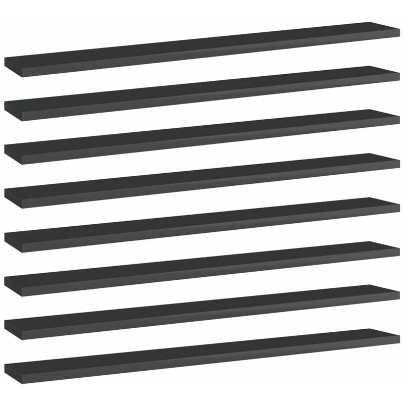 

Estantes estanteria 8 uds aglomerado negro brillo 80x10x1,5 cm