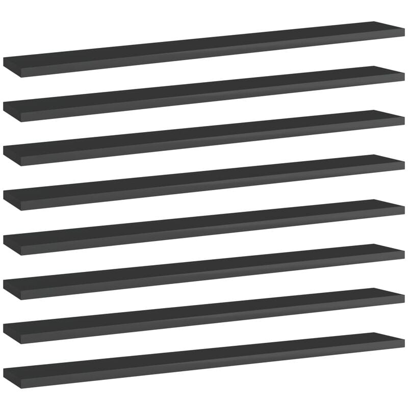 

Estantes estantería 8 uds aglomerado negro brillo 80x10x1,5 cm