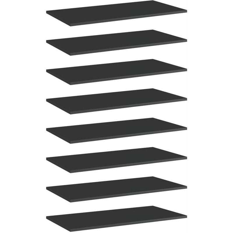 

Happyshopping - Estantes estanteria 8 uds aglomerado negro brillo 80x40x1,5 cm