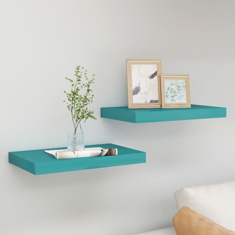 

Estantes flotantes de pared 2 uds azul MDF 40x23x3,8 cm