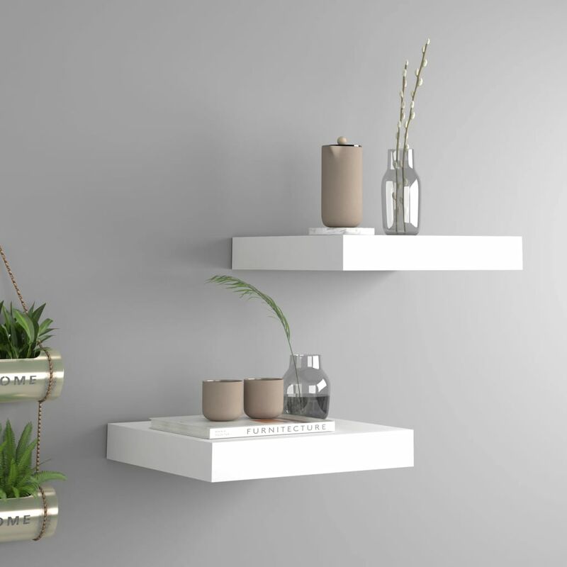 

Estantes flotantes de pared 2 uds blanco MDF 23x23,5x3,8 cm