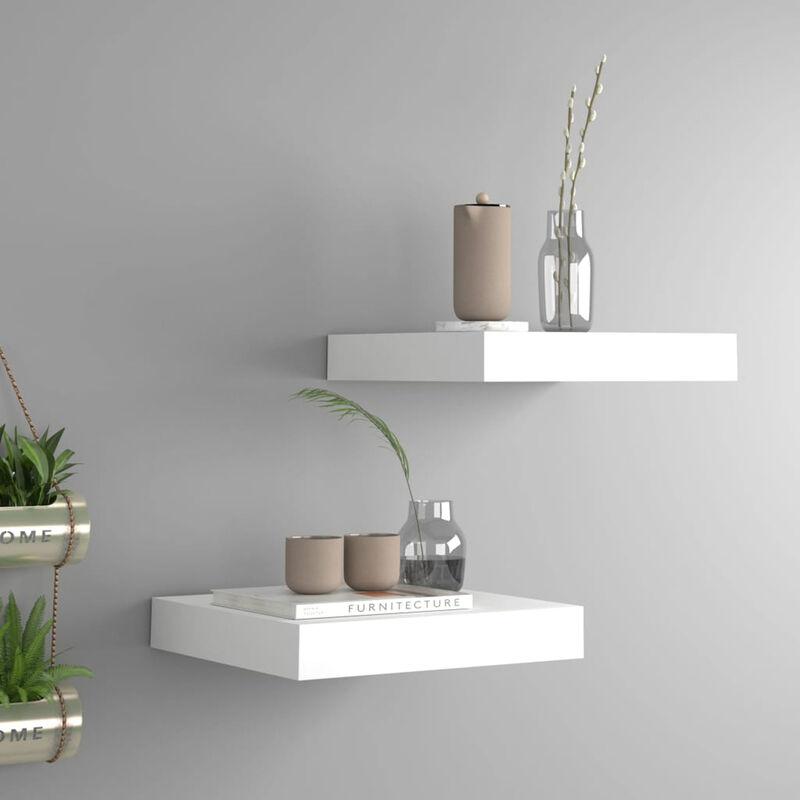 

Estantes flotantes de pared 2 uds blanco MDF 23x23,5x3,8 cm