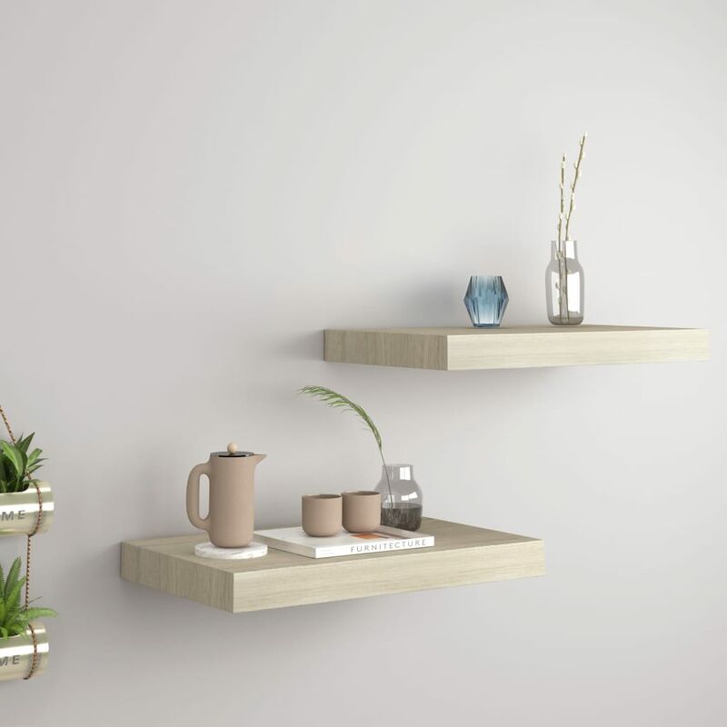 

Estantes flotantes de pared 2 uds color roble MDF 40x23x3,8 cm