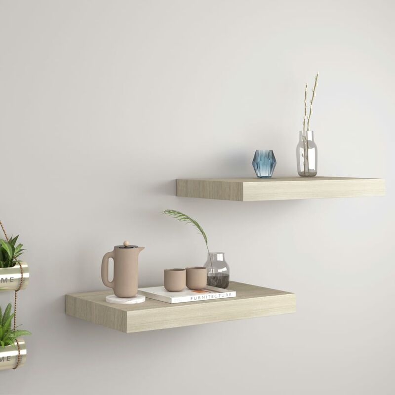 

Youthup - Estantes flotantes de pared 2 uds color roble MDF 40x23x3,8 cm - Marrón