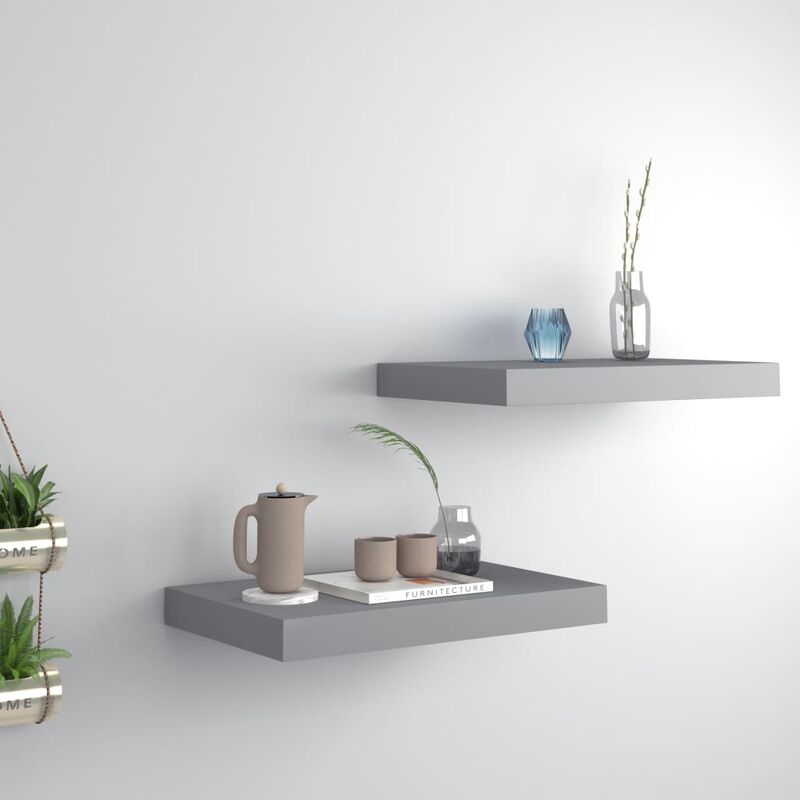 

Estantes flotantes de pared 2 uds gris MDF 40x23x3,8 cm - Gris