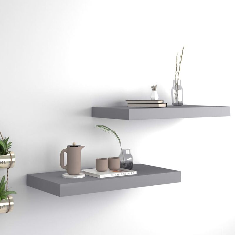 

Youthup - Estantes flotantes de pared 2 uds gris MDF 50x23x3,8 cm - Gris