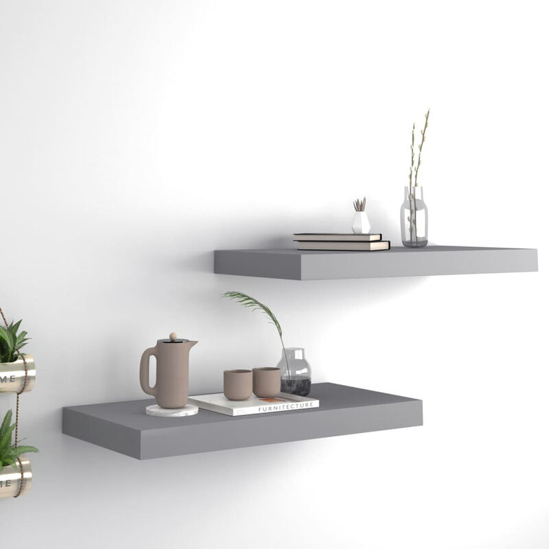 

Estantes flotantes de pared 2 uds gris MDF 50x23x3,8 cm