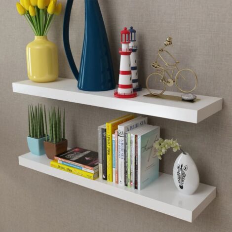 Estantes flotantes de pared 2 uds MDF blanco para libros/DVD vidaXL857803