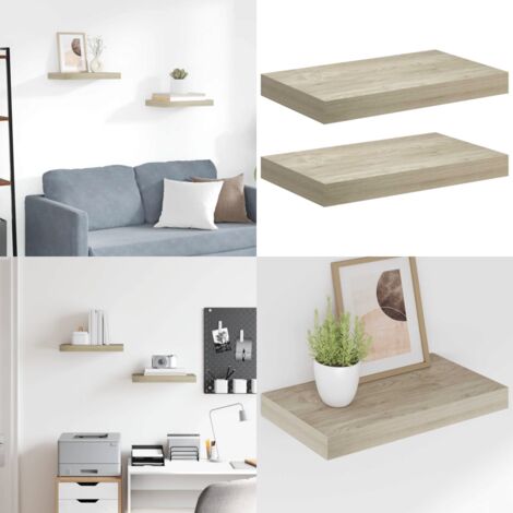 Estantes flotantes de pared 2 uds MDF roble 40x23x3,8 cm - Estantería flotante - Estantería de madera