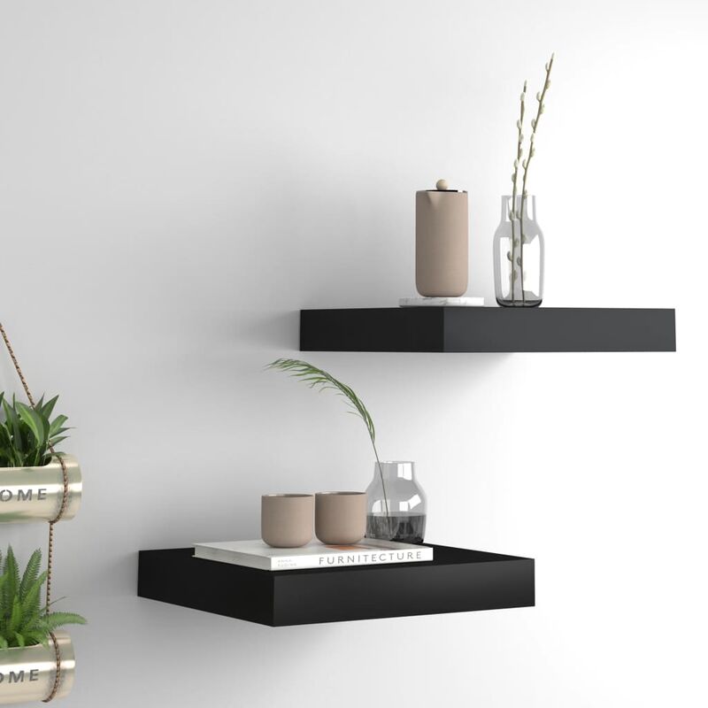

Estantes flotantes de pared 2 uds negro MDF 23x23,5x3,8 cm - Negro