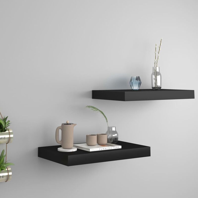 

Youthup - Estantes flotantes de pared 2 uds negro MDF 40x23x3,8 cm - Negro