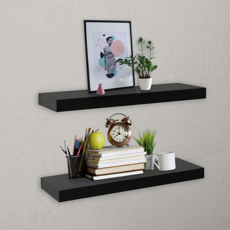 

BHD - Estantes flotantes de pared 2 unidades negro 40x20x3,8 cm