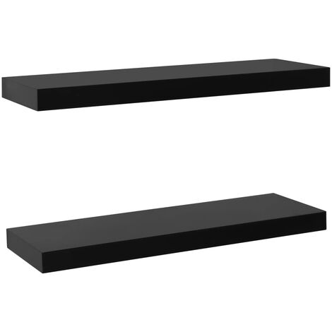 2x Estantes Flotantes de Pared Negro Balda Colgante Montado Multitalle