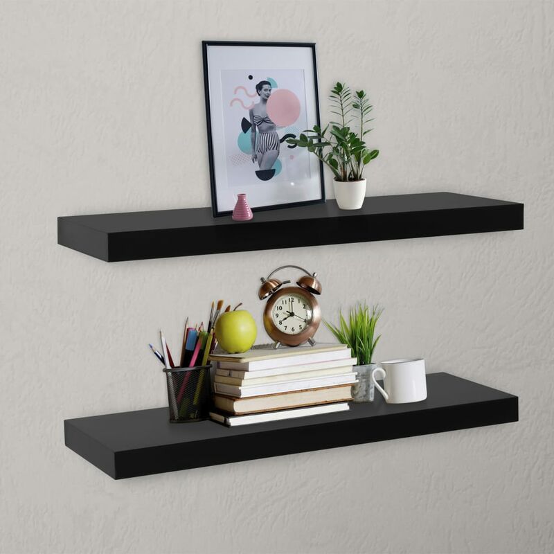 

Estantes flotantes de pared 2 unidades negro 80x20x3,8 cm