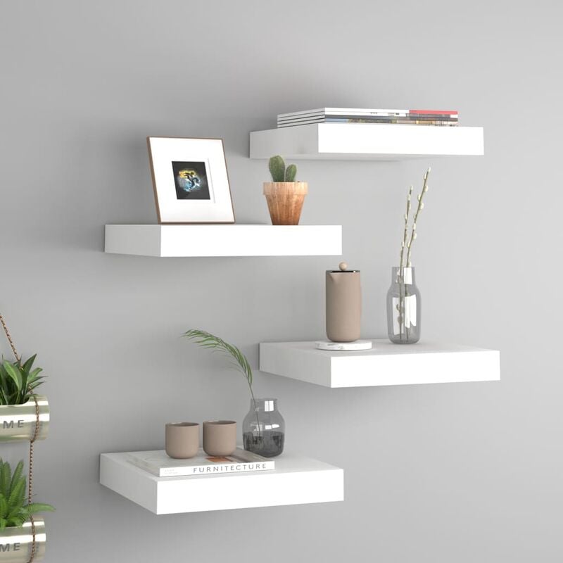

Estantes flotantes de pared 4 uds blanco MDF 23x23,5x3,8 cm