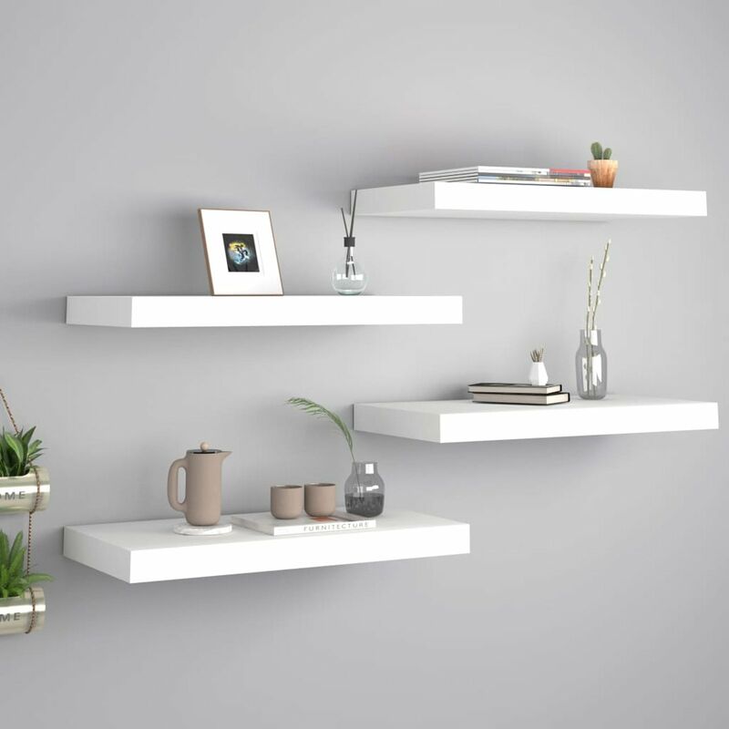 

Estantes flotantes de pared 4 uds blanco MDF 50x23x3,8 cm