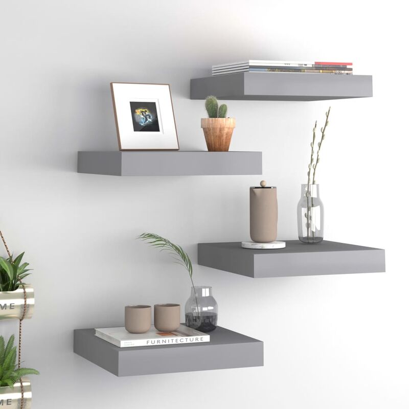 

Estantes flotantes de pared 4 uds gris MDF 23x23,5x3,8 cm - Gris
