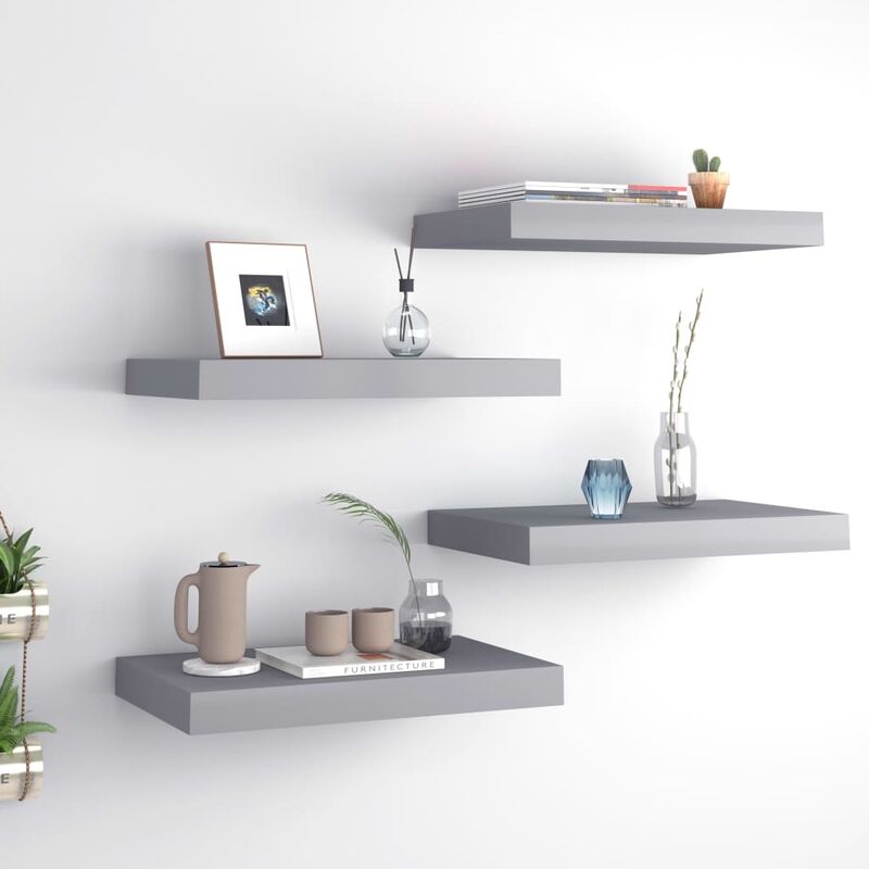 

Estantes flotantes de pared 4 uds gris MDF 40x23x3,8 cm - Gris