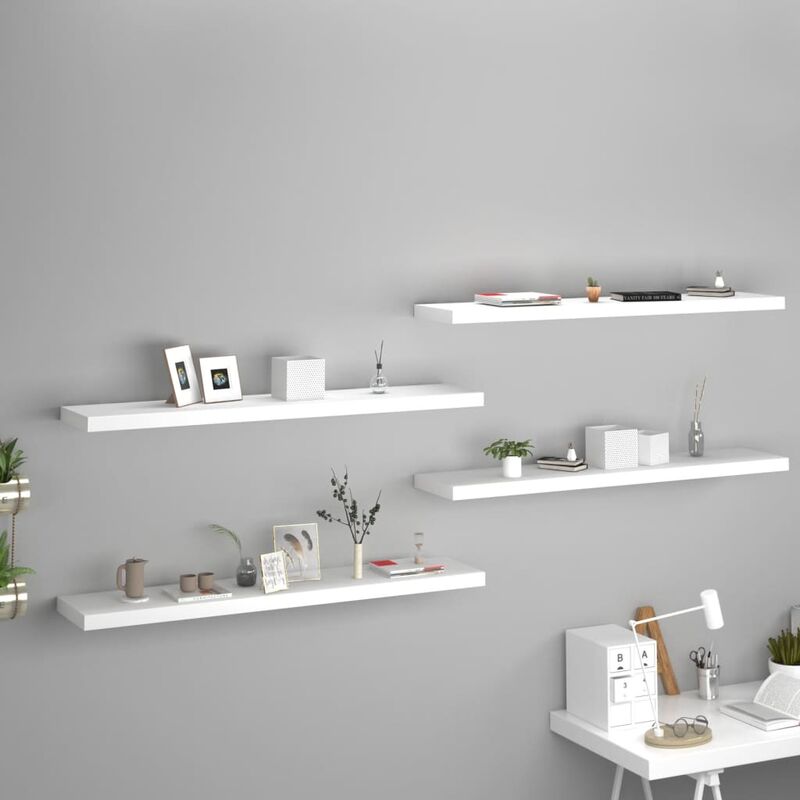 

Estantes flotantes de pared 4 uds MDF blanco 120x23,5x3,8 cm - Blanco