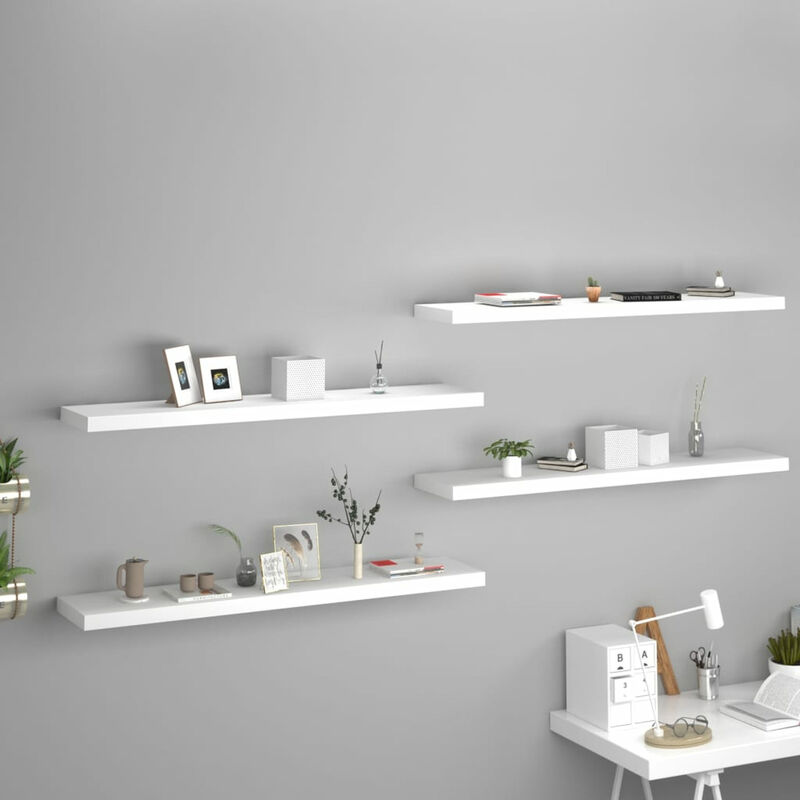

Estantes flotantes de pared 4 uds MDF blanco 120x23,5x3,8 cm