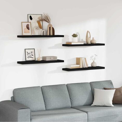 Estantes flotantes de pared 4 uds MDF negro 90x23,5x3,8 cm